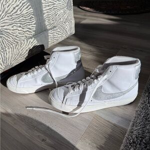 Women’s Nike Blazers White with silver accent, size 8.5